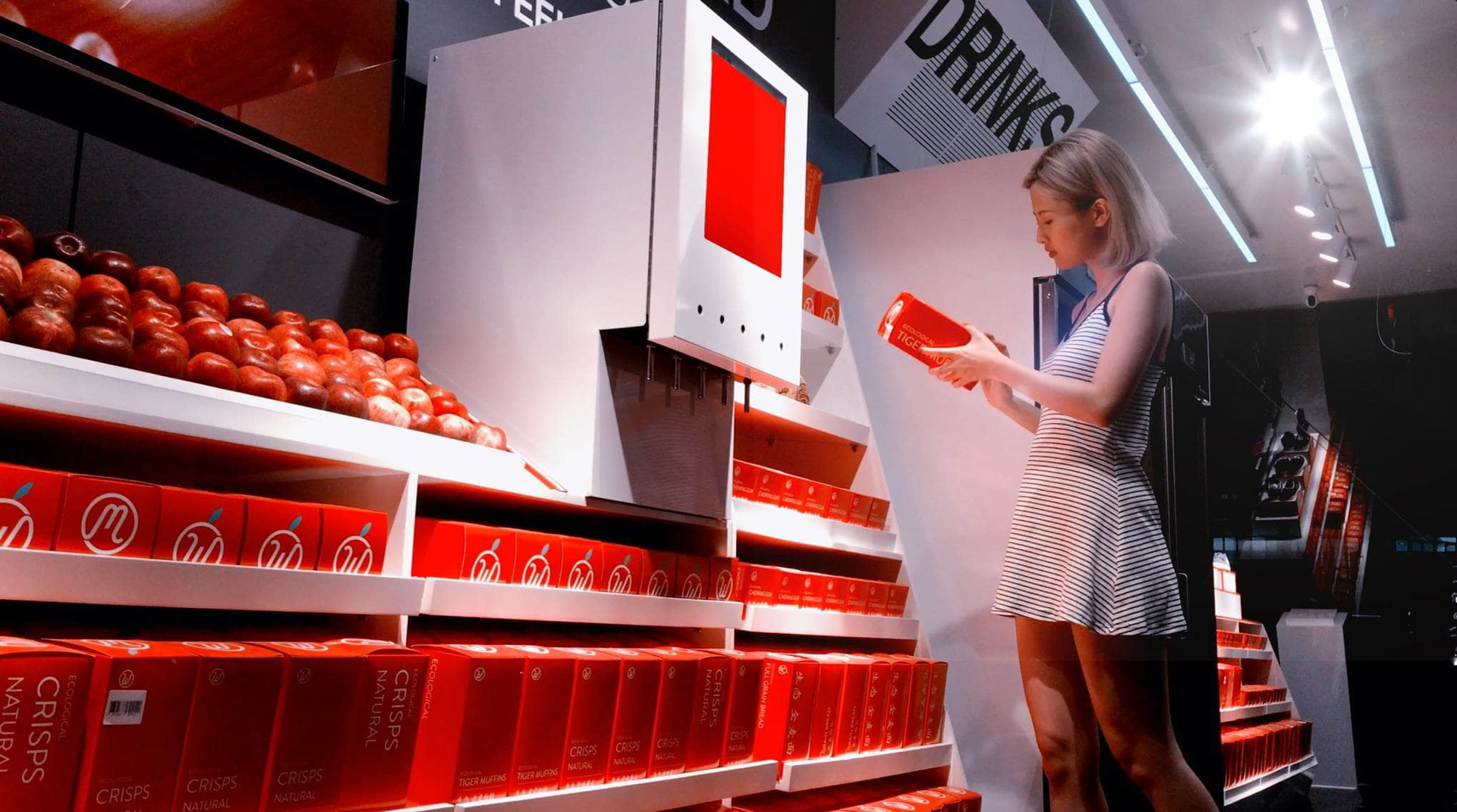 Shop in China with woman using digital integration