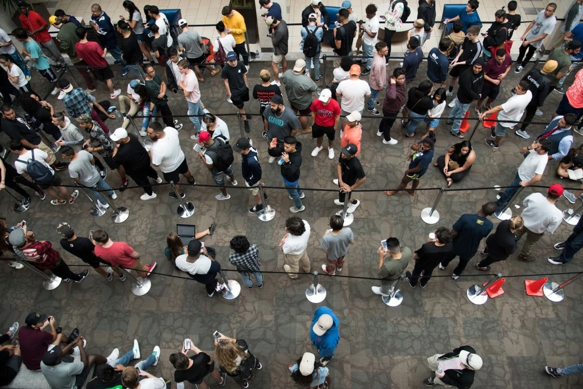 Big queue outside a footwear store