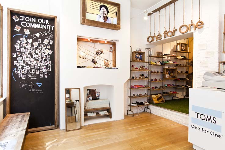 Toms retail store with environmental design