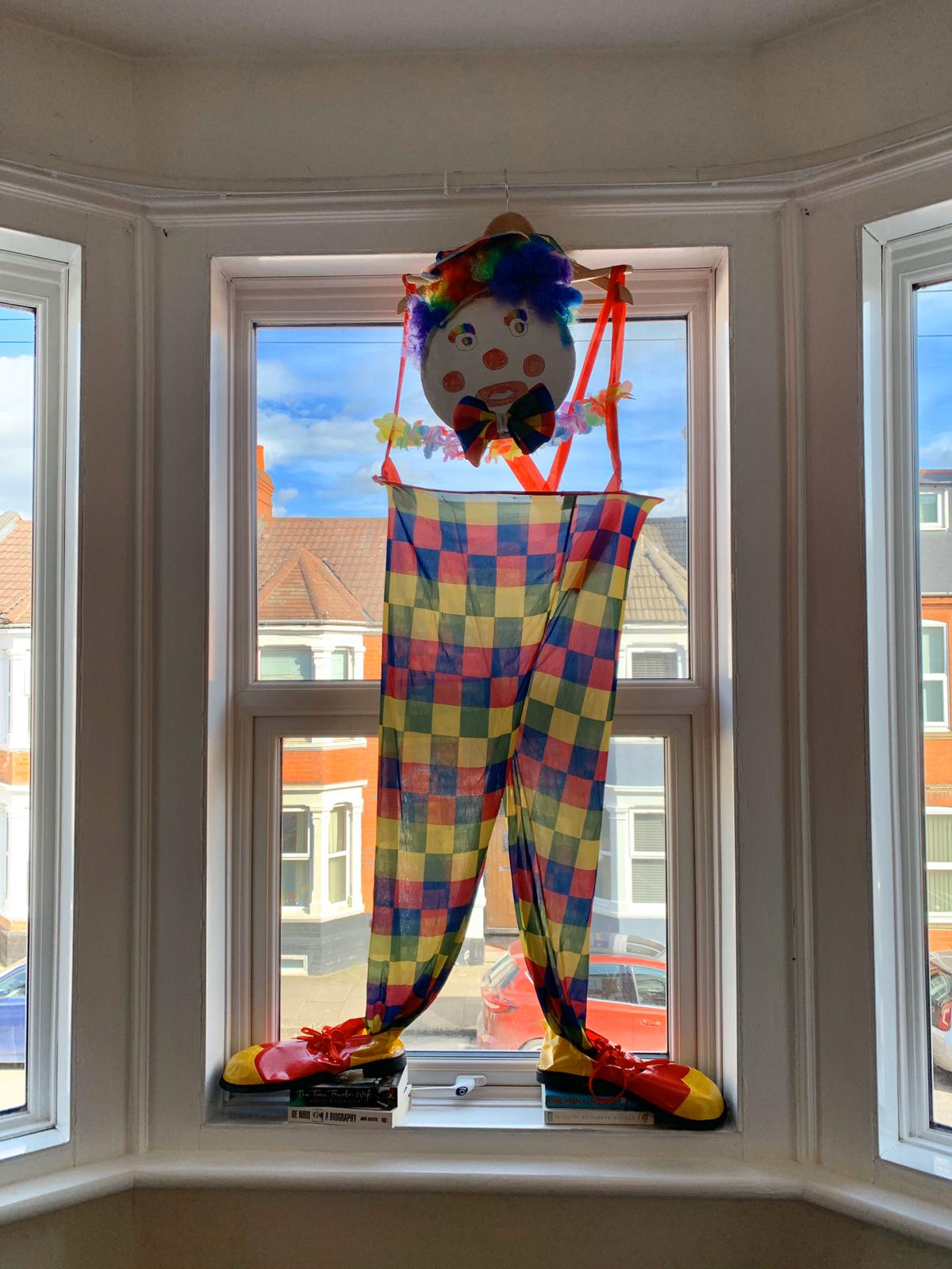 Clown trousers in window