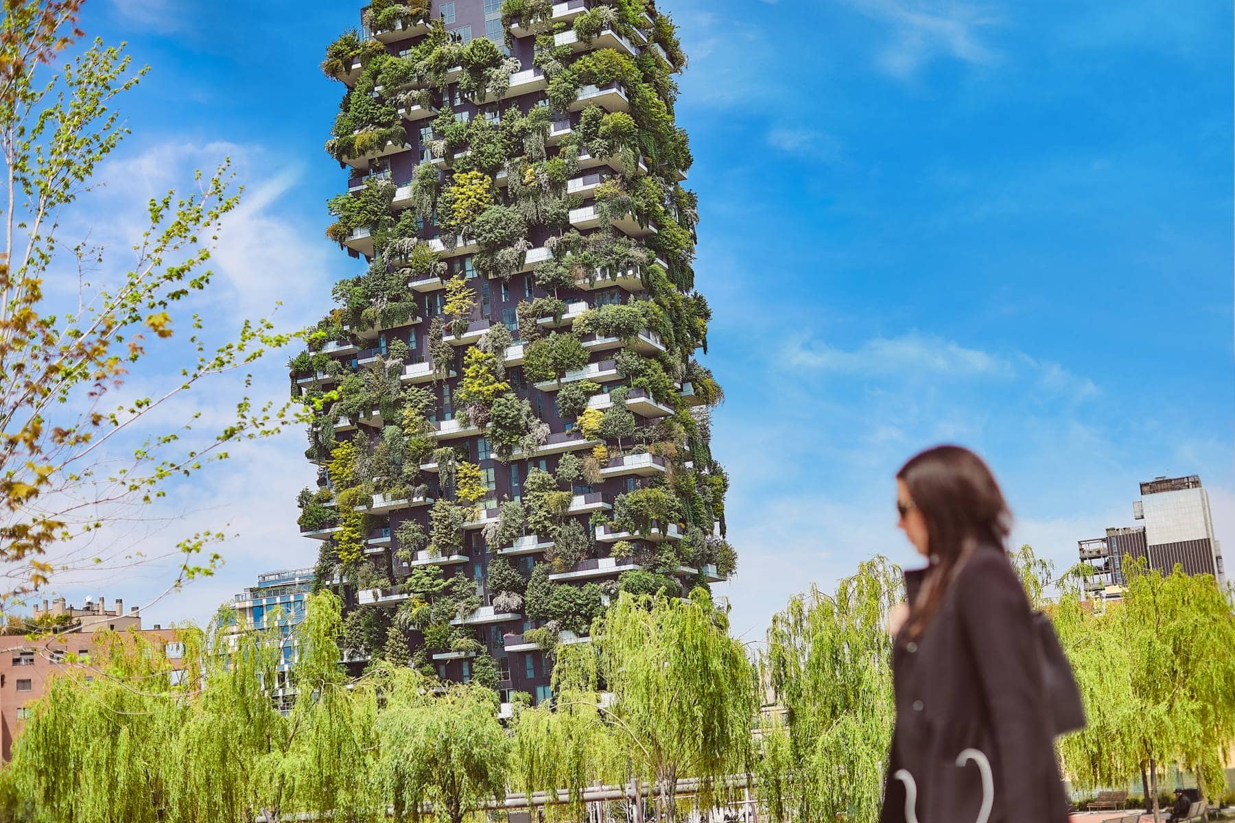 An apartment tower adorned with biophilic design